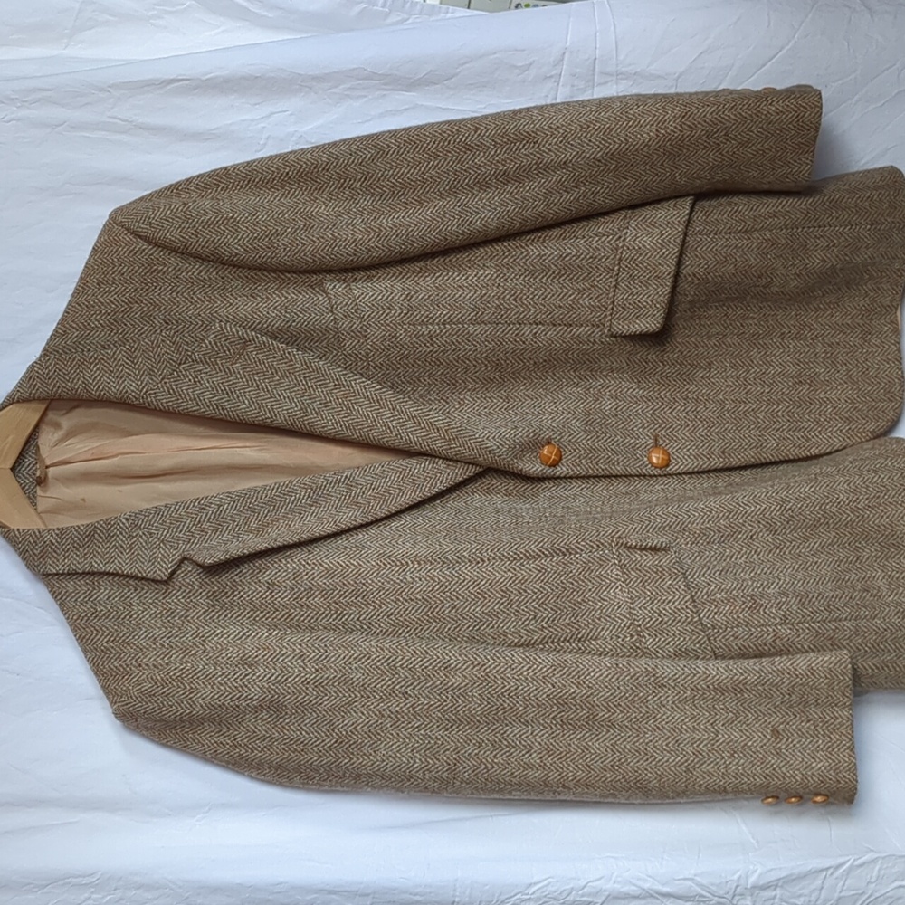 Harris Tweed blazer the Bay Herringbone Tweed Jacket brown beige cream t…
